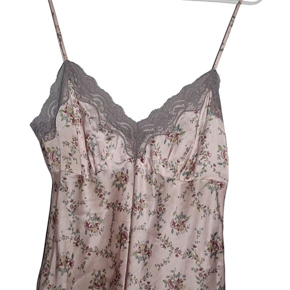 Fiona London Pink Purple Silk Lace Floral Print Camisole Chemise Top Size L - Picture 2 of 8